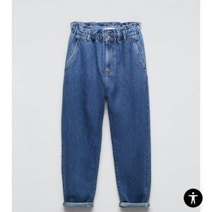 Zara Baggy Paperbag Waist Jeans